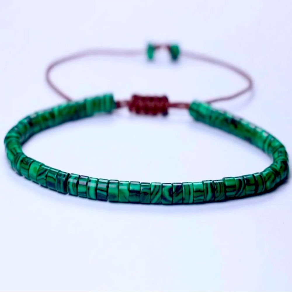 Minimalist malachite stone bracelet